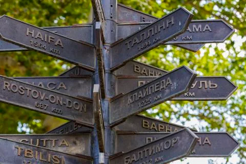 Plates indicate the directions Stock Photos