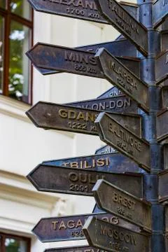 Plates indicate the directions Stock Photos