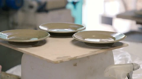 Plates made of clay Stock Footage 87031396