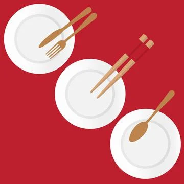 Plates on red background Stock Illustration
