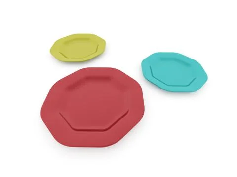 Plates rendered isolated on white background Stock Illustration