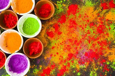 Plates with scattered powder table . High quality and resolution beautiful photo Stock Photos