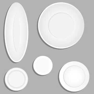 Plates, a set of realistic plates with a shadow. Stock Illustration