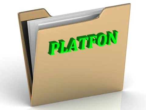PLATFON- bright letters on a gold folder on a white background Stock Illustration