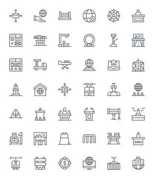 Platform 256x256 Vector Icon Pack with 42 Regular Line Grid Fitted Elements Stockillustratie