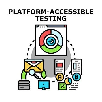 Platform accessible testing managing data analysis across devices Stockillustratie