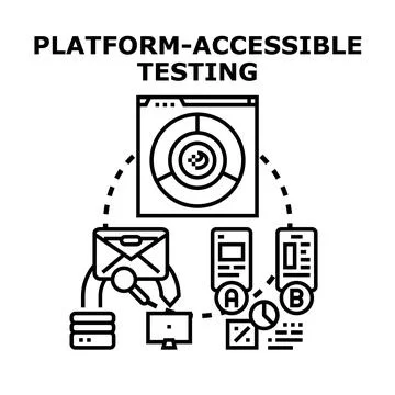 Platform accessible testing managing data analysis across devices Illustrazione stock