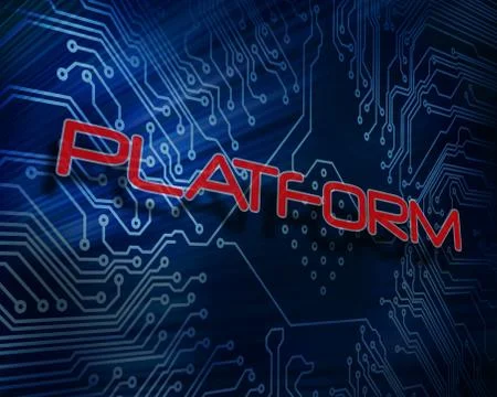 Platform against digital circuit board Stock Illustration