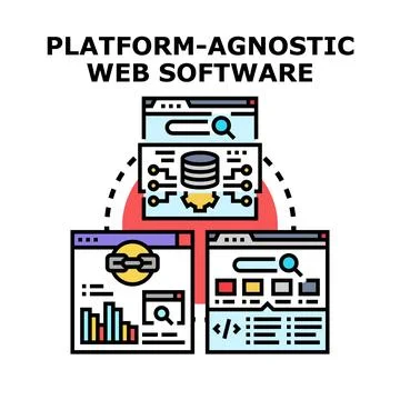 Platform agnostic web software development illustration Stockillustratie