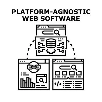 Platform agnostic web software development illustration Stock Illustration