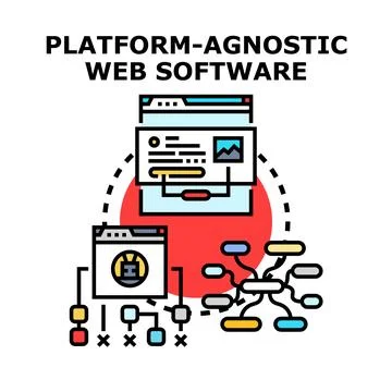 Platform agnostic web software solution development process Illustrazione stock