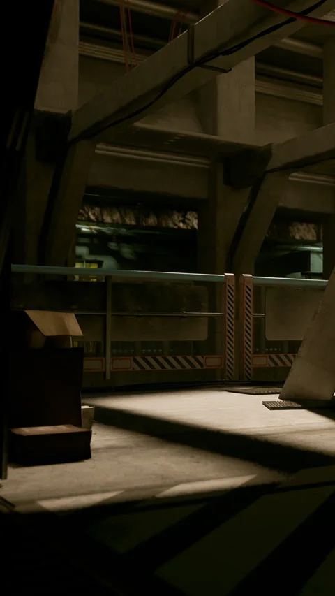 A platform area in an underground station shows few lights at dusk Video stock 335692914