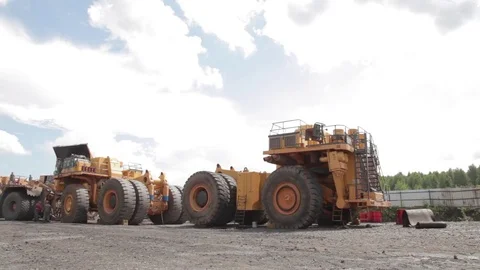 Platform for assembly of dump trucks (open pit) Stock Footage 83413283