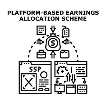 Platform based earnings allocation scheme concept vector Stock Illustration