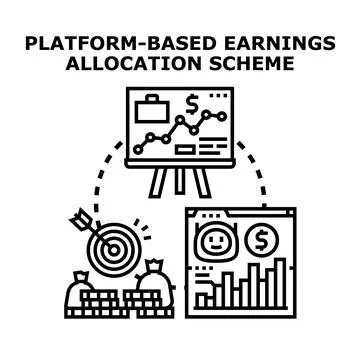 Platform based earnings allocation scheme concept illustrating finances Stock Illustration