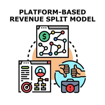 Platform based revenue split model concept illustration Stock Illustration