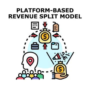 Platform based revenue split model concept providing monetization 스톡 일러스트