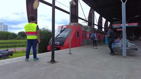 Platform for boarding and disembarkation of a train station Stock Footage 149155696