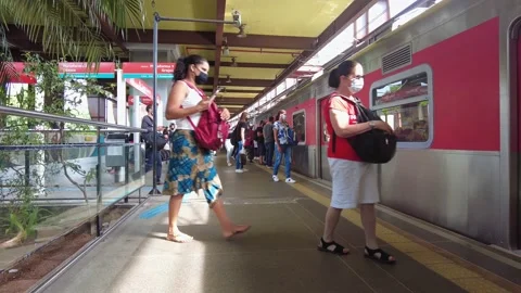Platform for boarding and disembarkation of a train station Stock Footage 149163889