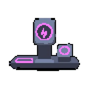 Platform charging stand wireless pixel art vector illustration Stock Illustration