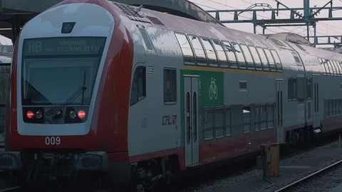 Platform of the city station in the evening Stock Footage 107656667
