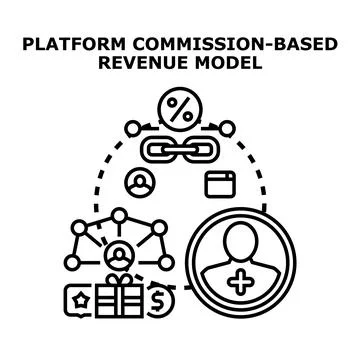 Platform commission based revenue model vector illustration Stock Illustration