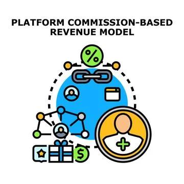 Platform commission based revenue model vector illustration Stock Illustration
