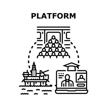 Platform concept bringing together diverse industries and community Stock Illustration