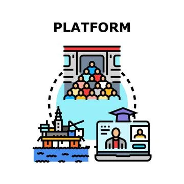Platform concept bringing together diverse industries and community Stock Illustration