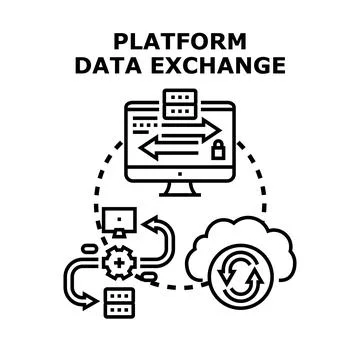 Platform data exchange, cloud computing and secure network connection 스톡 일러스트
