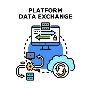 Platform data exchange, cloud computing and secure network connection Stock Illustration