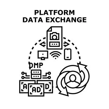 Platform data exchange concept generating targeted advertising Stock Illustration