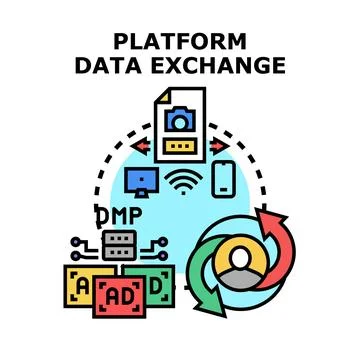 Platform data exchange concept generating targeted advertising Illustrazione stock