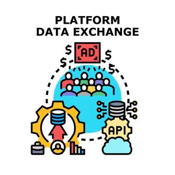 Platform data exchange process generating digital revenue Illustrazione stock