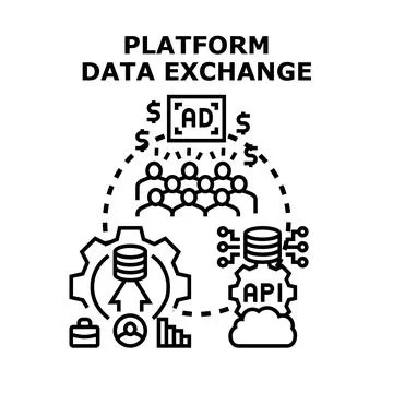 Platform data exchange process generating digital revenue Stock Illustration