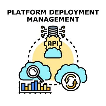 Platform deployment management process for data analysis Stock Illustration