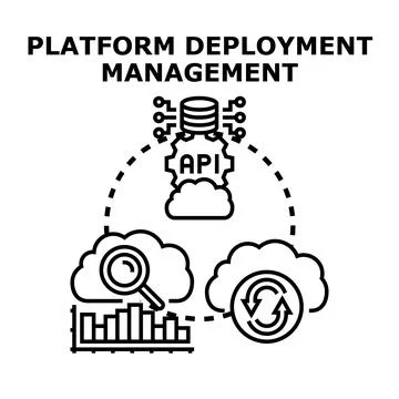 Platform deployment management process for data analysis Stock Illustration