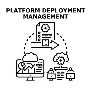Platform deployment management strategy managing cloud services Stock Illustration