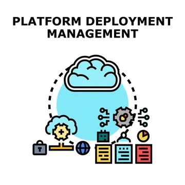 Platform deployment management system cloud infrastructure 库存插图
