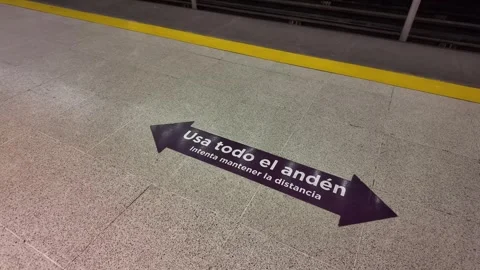 Platform Direction Arrow on Subway Floor Stock Footage 308577067