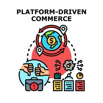 Platform driven commerce concept in digital business 库存插图