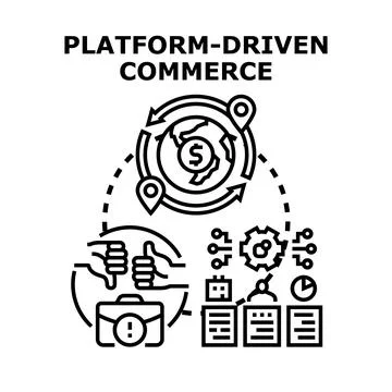 Platform driven commerce concept in digital business Stock Illustration