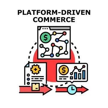 Platform driven commerce cycle with online sales management Stock Illustration