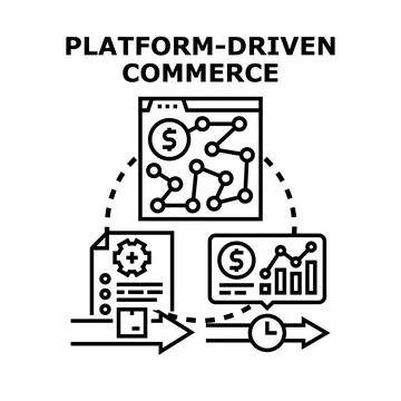 Platform driven commerce cycle with online sales management 스톡 일러스트