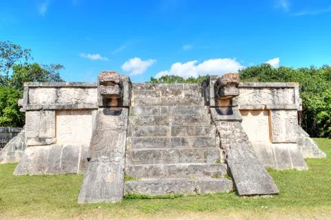 Platform of Eagles and Jaguars at Chichen Itza in the Yucatan Peninsula of Me Stock Photos