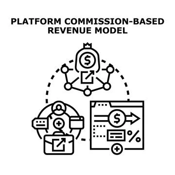 Platform establishing commission based revenue model concept earning income Stock Illustration