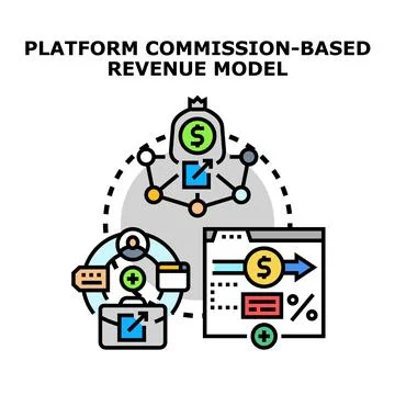 Platform establishing commission based revenue model concept earning income Stock Illustration