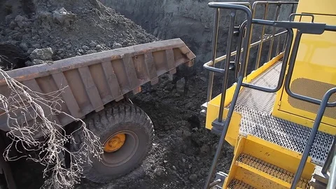 On the platform of an excavator  Stock Footage 83483342