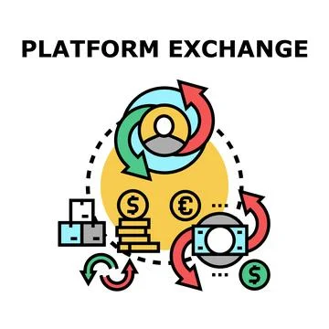 Platform exchange concept facilitating value transaction flow Stock Illustration
