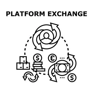Platform exchange concept facilitating value transaction flow Stock Illustration
